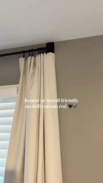 Easy install curtain rod and without drilling. Save your walls. Great for renters. 🔨. #curtainrod #renterfriendly #rod #curtains @Inovaday  