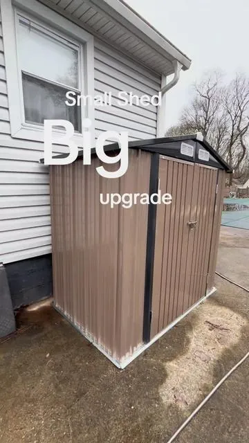 need more storage without taking up too much space? this outdoor metal shed is the perfect solution. durable metal build sloped roof for rain runoff, lockable doors for security, great for patio, lawn, or backyard. plenty of space for garden tools and equipment you can add shelves to customize your storage. keep your outdoor space clean, organize, and clutter free. #smallspacesolutions #springtok #tiktokshopcreatorpicks #shed #backyardgarden @AOXUN @aoxunstore 