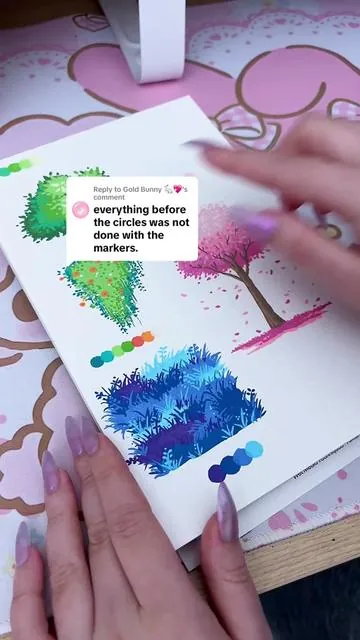 Replying to @Gold Bunny 🐇💖 Here’s how I did the grass with these markers, I still need more practice but I’m genuinely enjoying using them 😋 #acrylicmarkers #arttok 