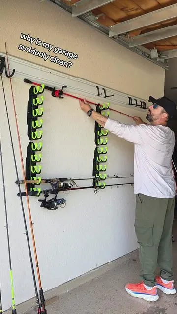I didn’t realize how much space this would save… kinda satisfying too. #tiktokshopstockup #fishinglife #bassfishing #garage 