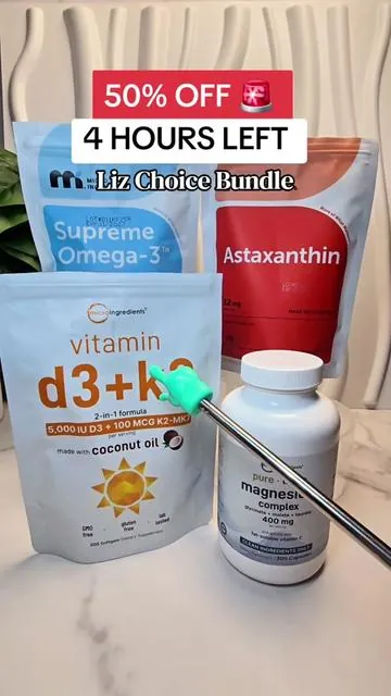 Liz's Choice: Triple Magnesium Complex, Astaxanthin, Omega-3 Fish Oil, Vitamin D3K2 supplement bundle by Microingredients is on a major sale RN! RUN! #Astaxanthin  #magnesium #holistichealth #naturalremedies  #TiktokShopCreatorPicks  *Final price, shipping costs, coupons, and discounts may vary and are subject to change at any time. Always check the TikTok Shop listing for the latest details.