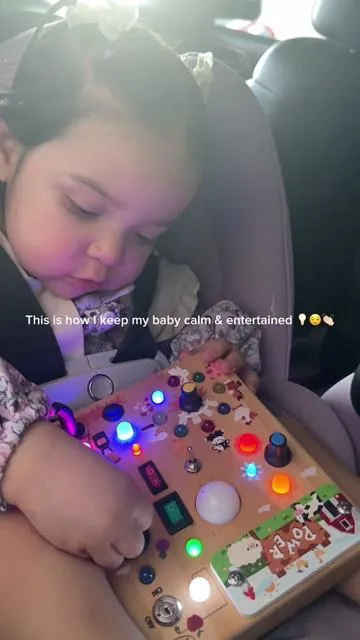 This kept my baby busy the WHOLE car ride 👏🏻 #toddlertoys #montessori #toddlersoftiktok #busyboard #toys 
