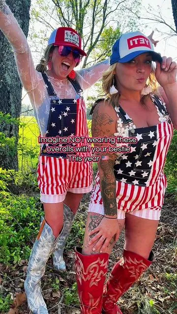 LADIES! If your bestie don’t send you this video as Memorial Day + July 4th ootd inspo just go ahead and order both of yalls !🇺🇸🤍 With this insane sale & Memorial Day right around the corner you already know these babysss are gunna GO FAST!🔥 These American flag overalls are unisex but LADIES SIZE DOWN one size!🇺🇸🔥🤍✨ #overalls #memorialday #americanflagoveralls #america #patriotic 
