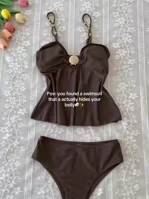 This tankini is giving confidence without the corset #swimsuit #tankini #springstatements #belly #slimming