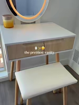 The perfect, prettiest, affordable, compact vanity 😍😍😍 #beautyroom #vanity #vanityset #girlsroom #homedecor 