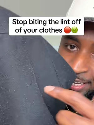 It’s 2026 stop biting your clothes bro smh #clothes #fabricshaver #lintremover #fyp 