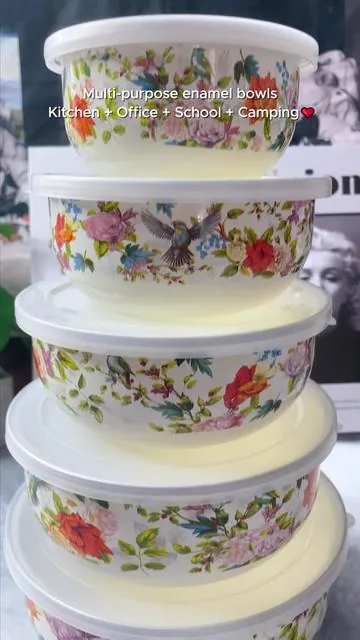 These Floral Enamel bowls Make Every Meal Feel Homemade #TikTokShop #Cookware #KitchenAesthetic #VintageKitchen #HomeCooking
