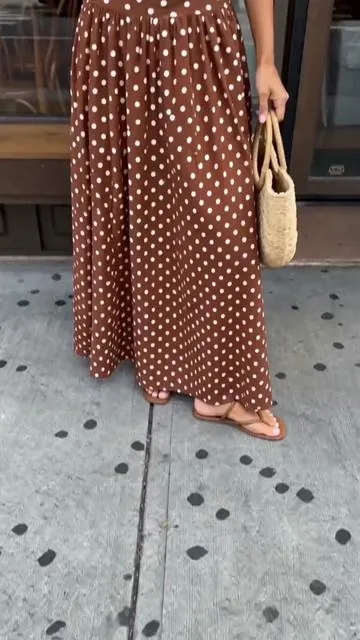 Polka Dot Strapless Maxi Dress for Women #PolkaDotDress #StraplessDress #MaxiDress #SummerDress #ChicOutfit