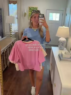 FINALLY RESTOCKED!!🤍🤍🤍 love this version even more than the long sleeve!😍sooo perfect for spring and summer- the quality is amazing and they are so comfy! Wearing size M and I'm 5'9! #boujeeonabudget #springfashion #matchingset #boutiqueclothing #grandmillenial 