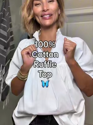 100% cotton not so basic cotton pullover with the perfect feminine details to keep it elevated and interesting at the same time while making it so easy to throw it on and feel put together. @Cicy Bell shop 