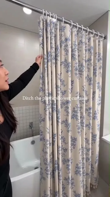 One small change, one BIG vibe shift. This is your sign to romanticize your bathroom. 😉 #bathroommakeover #cottagecore #homefinds #showercurtain #bohodecor   