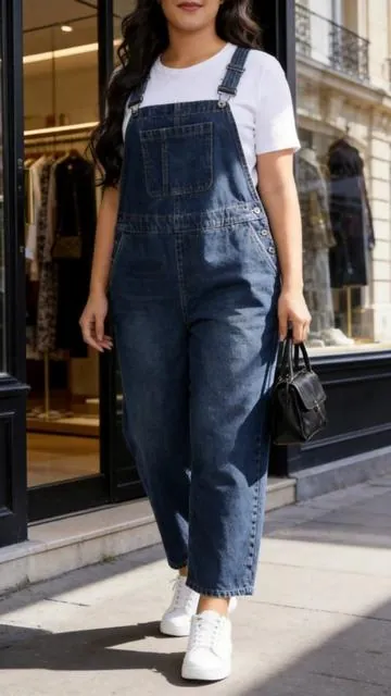 Plus size queens, this denim overall is YOUR new go-to!Comfy, cute, and so flattering on every body.⁉️ ##tiktokshop ##womensfashion##fyp##plussize#jeans 
