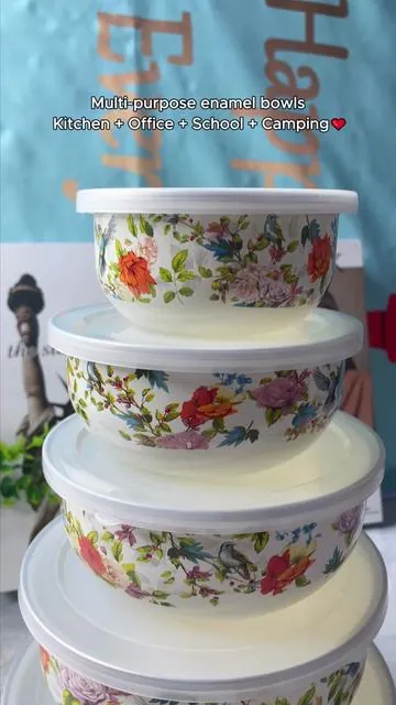 These Floral Enamel bowls Make Every Meal Feel Homemade #TikTokShop #Cookware #KitchenAesthetic #VintageKitchen #HomeCooking