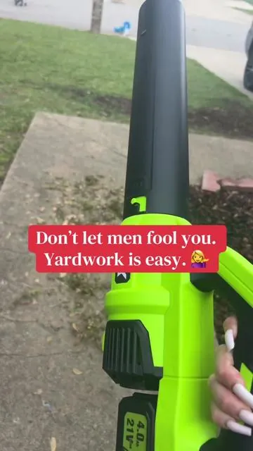 Why do men act like yardwork is such a chore? I could do this in my sleep. 🤭 #blower #leafblower #lawncare #lawntok #yardwork 