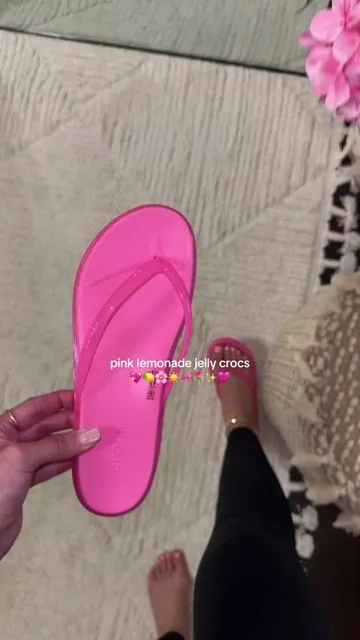 stock is low check to see if your size is even in stock still #crocs #flipflops #tiktokshopcreatorpicks pink lemonade jelly crocs 💖🍋🌸☀️🎀🌷✨