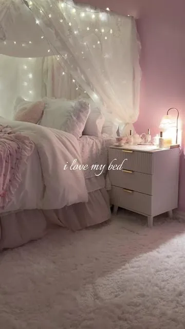 i wouldnt want anything else 🧁                 ──── ୨୧ ───                                      #foryoupage #fyp #coquette #canopybed #pinksetup 