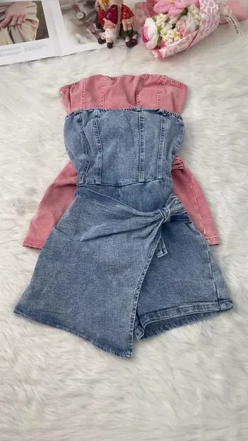 I didn't expect denim romper to fit like THIS. ✨🦋the denim feels structured but still comfy.#romper #tubetop #denimromper #tiktokshopstockup #tiktokshopmothersday 