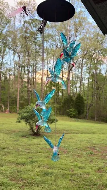 Hummingbird wind chime #solarpower #windchimes #outdoordecor #tiktokmothersday 