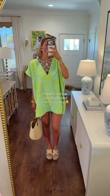 100% organic Turkish cotton👏🏻😍 ANDDD it doubles as a beach towel! Tempted to order more- will be LIVING in this on the beach this summer!!🤍 and LOVE that this pattern is giving all of the coastal granddaughter/grandmillenial vibes! #beachoutfit #swimsuitcoverup #vacationhack #grandmillenial #coastalgranddaughter 