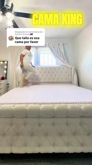 Respuesta a @Haitien Cuisine🇭🇹 quieres una cama hermosa pero que aguante de verdad… esta KING 👑 es otro nivel 🔥 aguanta hasta 1000 lbs, cero ruido y sin box spring 🙌 ¿quién más necesita una así? 😍#camaking #camas #kingbed #roominspo #comfortablebed 