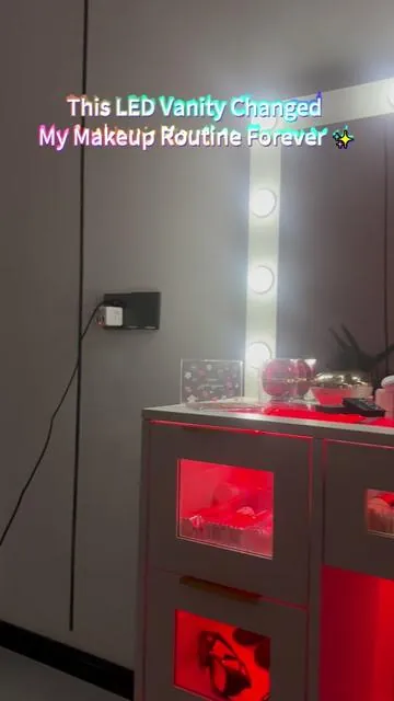 Level up your vanity game with this RGB LED makeup desk! ✨#vanity #makeupdesk #rgbvanity #ledvanity #roommakeover