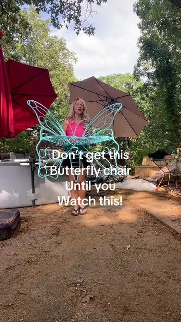 Why do I always fall for anything butterfly? #butterflychair #chair #outdoordecor #gardendecor #butterfly 