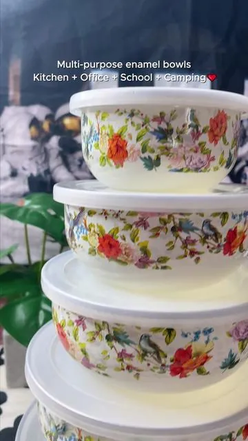 These Floral Enamel bowls Make Every Meal Feel Homemade #TikTokShop #Cookware #KitchenAesthetic #VintageKitchen #HomeCooking