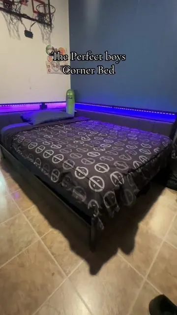 This is a low profile bed frame. You can change the direction of the headboards too. Very comfortable and practical! Perfect for any boys room! 