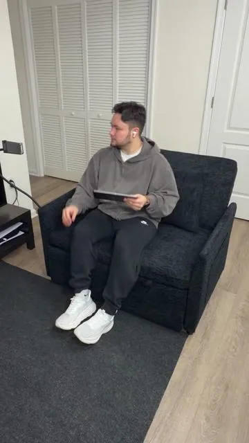 Sofa and bed in one compact piece of furniture