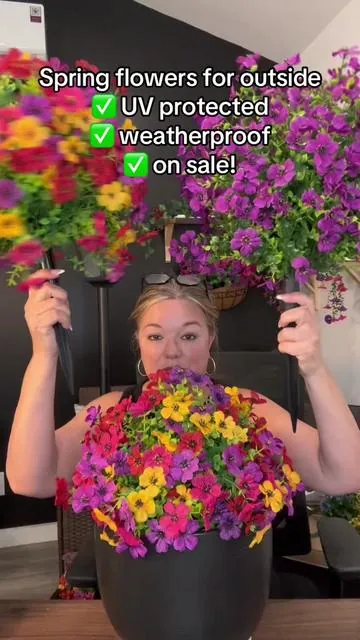Spring artificial flowers for outside.  They are weatherproof and uv protected. #tiktokshopmothersday #tiktokshopstockup #springflowers 