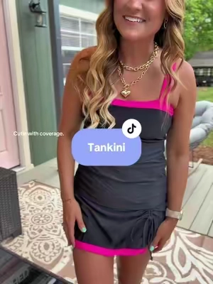 Loving this cute Tankini and swim skirt! Fully covered but still so cute! @Tempt Me Swimsuits  #tankini #modestswimwear 