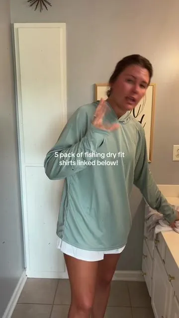 I love these shirts and I love gifting these shirts💖💖💖 wearing a L and I’m 5’9 for reference! #tiktokmademebuyit #mensfishing #fishingshirts #dryfitshirts #summermashup 