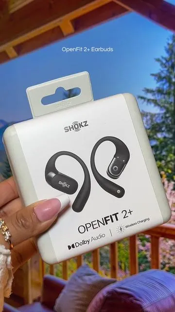 SHOKZ 🤍 New OpenFit 2+ Open-Ear Headphones, Dolby Audio Enabled, Comfortable Earbuds with Soft Ear Hooks, 48H Playtime, IP55 Water-Resistant, USB-C Fast Charging, Wireless Charging ✨ #fyp #shokz #shokzopenfit #earbuds #dolbyaudio 