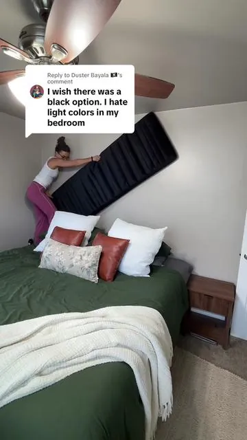 Replying to @Duster Bayala 🏴‍☠️ A BLACK HEADBOARD IS FINALLY HERE #headboardideas #bedroommakeover #headboard #affordablefurniture #bedroomupgrade 