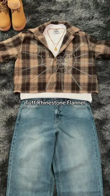 Affordable unique rhinestone flannel, the material is actually really nice, def worth the cop🔥 #mensfashion #affordablefashion #buttonup #flannel #outfitinspo 