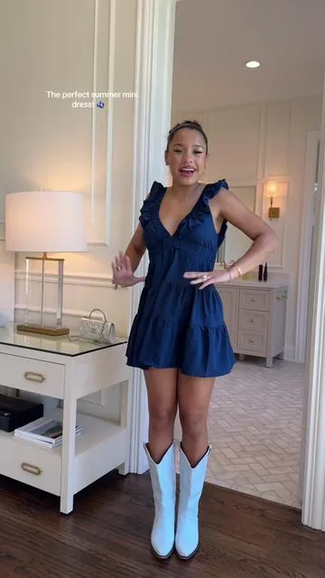 So easy to throw on and look instantly cute! 🫐😍 Size: small | 5”3  #minidress #affordablefashion #vacationdress #vacationoutfit 