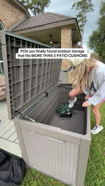 Backyard Storage MUST HAVE 🙌🏻 PRE-SEASON DISCOUNT TODAY… tap the cart before they are gone ☀️ #backyard #outdoorstorage #poolstorage #homefinds
