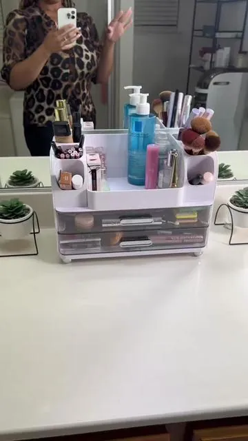 This makeup organizer is so nice!! #makeup #organizedhome #vanity #vanityorganization #tiktokshop 