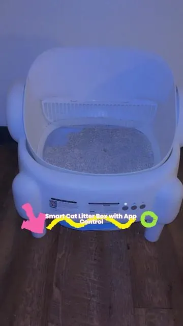 TAYACICY Open-Top Self - Cleaning Litter Box Smart Automatic with App Control for Multiple Cats Large-Capacity Large Waste Bin Cream White 10.5L Capacity Dual Safety Sensors Odor Control Includes 2 Roll Liners #litterbox #selfcleaninglitterbox #catsoftiktok #cat #tiktokshop 