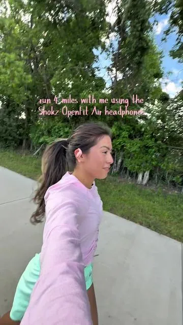 Run 4 miles with me using Shokz OpenFit Air headphones #shokz #shokzopenfitair #overtheearheadphones #runningheadphones #running 