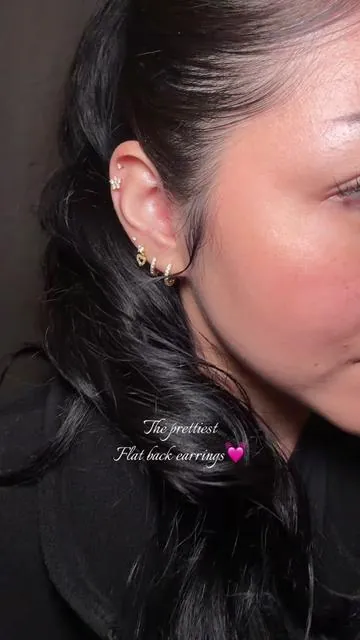 Flat back earrings are the way to go💓 #earringstack #earringinspo 