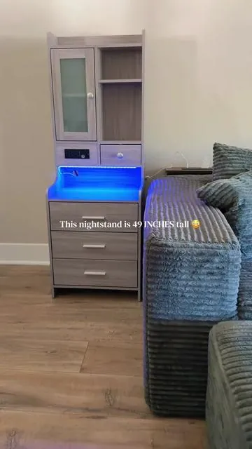 Smart nightstand with charging station + RGB lights + tons of storage 🛏️⚡📱✨ #tiktokshopfinds #smartfurniture #nightstand #bedroomsetup #homedecor