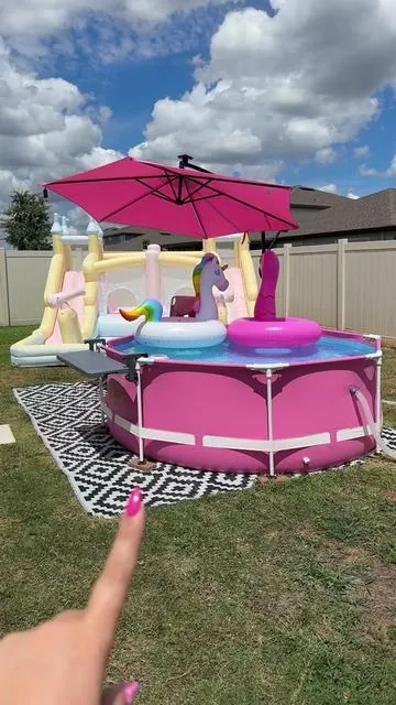 No more packing up the kids for a 2 Hour drive because now we have a pool in the backyard and it’s so easy to Maintenance! ##tiktokshopstockup##tiktokshopmothersday##pinkpool##backyard##summeractivities