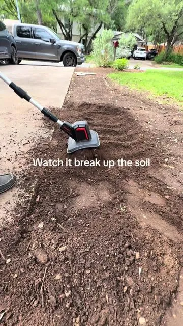 Cordless garden tiller that loosens soil fast for planting and yard prep #gardentools #tiller #gardening #yardwork #plantingseason  @oursonmadeusgetatiktok  @oursonmadeusgetatiktok 