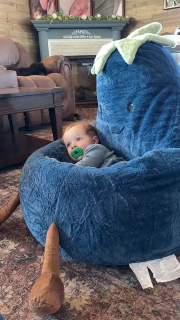 He loves his beanbag chair so much! #toddlersoftiktok #toddler #grandbabies #grandbaby #nana 