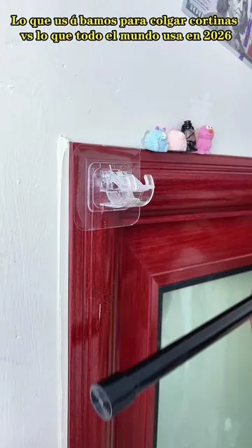 Ganchos transparentes sin taladrar para cortinas de puerta y barras de cortina – ¡Muy resistentes y fáciles de instalar!#curtain #curtainrod #home #lovemyhome #fyp 