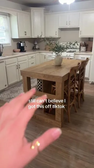 Kitchen island from tribesigns is one of the most complimented items in my house! #kitchenisland #tiktokshopstockup 