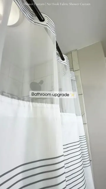 A ringless shower curtain is an affordable bathroom upgrade that makes a big impact. This fabric shower curtain has the hooks built-in, and you can easily unsnap the liner to wash it and reuse. Upgrade your bathroom decor on a budget with this shower curtain. #showercurtain #creatorsearchinsights #tiktokshopstockup #bigdreamsstartsmall #tiktokshopmemorialday 