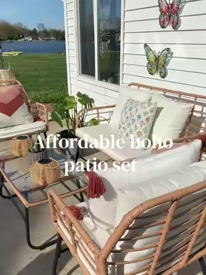 Cute little boho set. Perfect affordable patio set! #patio #patiofurniture #boho #homedecor 