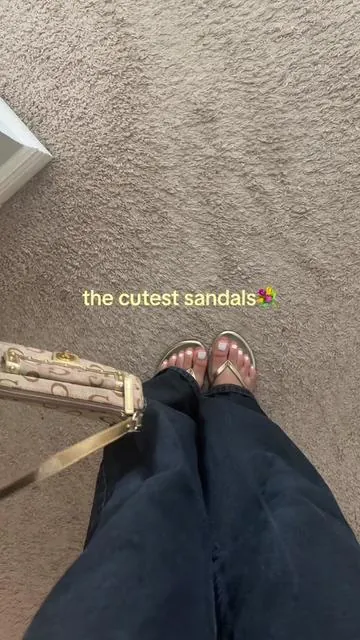 so comfy too!! #sandals #fyp #relateable #ootd #gold  